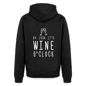 Funny Mom Wife Gift It's Wine O'Clock Girl - Unisex Premium Organic Zip Hoodie - black - Back - Nico (187cm)