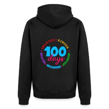 100 Days Smarter Kinder Stronger Brighter Braver - Unisex Premium Organic Zip Hoodie - black - Back - Nico (187cm)