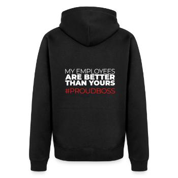 Meine Mitarbeiter sind besser als Ihre - Unisex Premium Bio Zip Hoodie - Schwarz - Hinten - Nico (187cm)