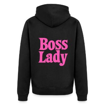 Lustige Managerin Dame Geschenk für Frauen Mädchen - Unisex Premium Bio Zip Hoodie - Schwarz - Hinten - Nico (187cm)