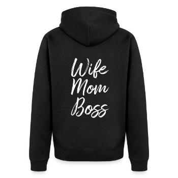 Ehefrau Mama Managerin Dame Lustige Mama Niedlich - Unisex Premium Bio Zip Hoodie - Schwarz - Hinten - Nico (187cm)
