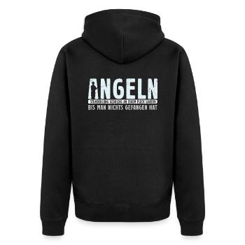 Angler Angel Geschenk Für Angler - Unisex Premium Bio Zip Hoodie - Schwarz - Hinten - Nico (187cm)