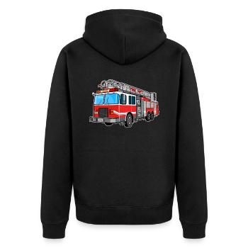 Fire brigade, fire engine, firefighter, extinguish - Unisex Premium Organic Zip Hoodie - black - Back - Nico (187cm)