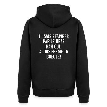 Ferme ta gueule, Ferme ta gueule - Veste à capuche bio Premium Unisexe - noir - Dos - Nico (187cm)