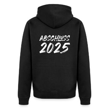 Abschluss 2025 - Unisex Premium Bio Zip Hoodie - Schwarz - Hinten - Nico (187cm)