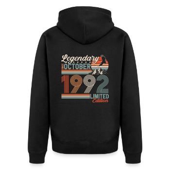 Légendaire Octobre 1992 Anniversaire de naissance - Veste à capuche bio Premium Unisexe - noir - Dos - Nico (187cm)