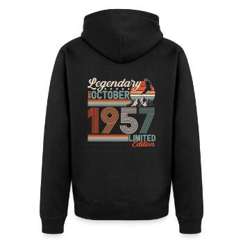 Légendaire Octobre 1957 Anniversaire de naissance - Veste à capuche bio Premium Unisexe - noir - Dos - Nico (187cm)