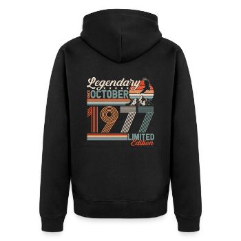 Légendaire Octobre 1977 Naissance Anniversaire - Veste à capuche bio Premium Unisexe - noir - Dos - Nico (187cm)