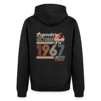 Légendaire Octobre 1967 Anniversaire de naissance - Veste à capuche bio Premium Unisexe - noir - Dos - Nico (187cm)