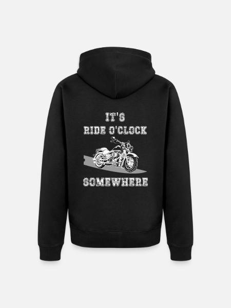 it's ride o'clock somewhere - Unisex Premium Organic Zip Hoodie - black