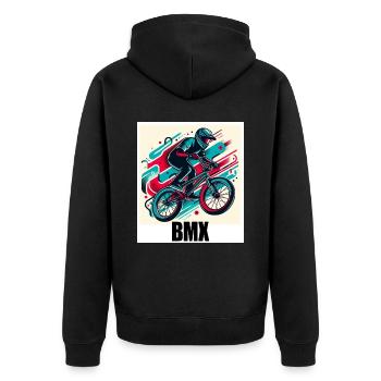 BMX Bike - Unisex Premium Bio Zip Hoodie - Schwarz - Hinten - Nico (187cm)