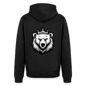 polar bear portrait animal polar bear crown - Unisex Premium Organic Zip Hoodie - black - Back - Nico (187cm)