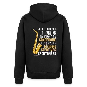 Saxophone humour drole - Veste à capuche bio Premium Unisexe - noir - Dos - Nico (187cm)