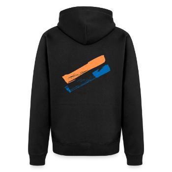Striche / Pinsel - Farben TUSCHE - Unisex Premium Bio Zip Hoodie - Schwarz - Hinten - Nico (187cm)