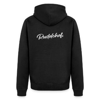 Rudelchef Hundeshirt Hundesport - Unisex Premium Bio Zip Hoodie - Schwarz - Hinten - Nico (187cm)