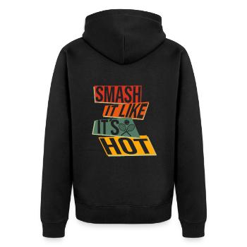 Funny Tennis Art Smash It Like Its Hot Gift - Unisex Premium Organic Zip Hoodie - black - Back - Nico (187cm)