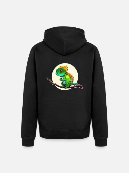 Cute little lizard - Unisex Premium Organic Zip Hoodie - black