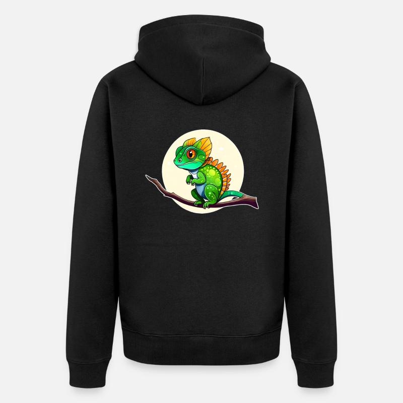 Mignon petit lézard - Veste à capuche bio Premium Unisexe - noir