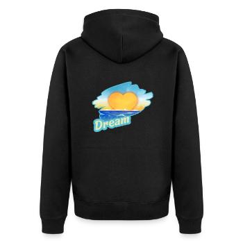 Sunset by the sea in heart shape - Unisex Premium Organic Zip Hoodie - black - Back - Nico (187cm)