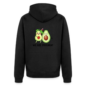 we are pregnant - Avocado Eltern - Unisex Premium Bio Zip Hoodie - Schwarz - Hinten - Nico (187cm)