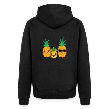 Ananas Familie im Urlaub - Unisex Premium Bio Zip Hoodie - Schwarz - Hinten - Nico (187cm)