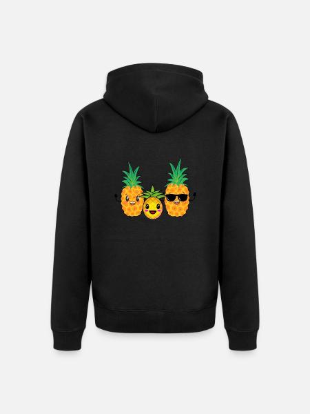 Pineapple family - Unisex Premium Organic Zip Hoodie - black