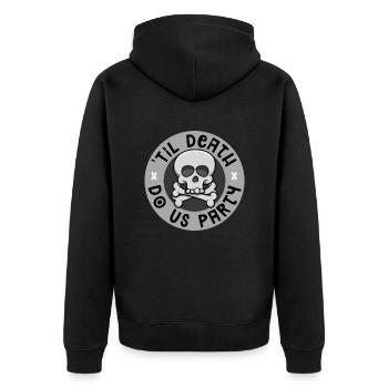 'Til death do us party - Unisex Premium Organic Zip Hoodie - black - Back - Nico (187cm)