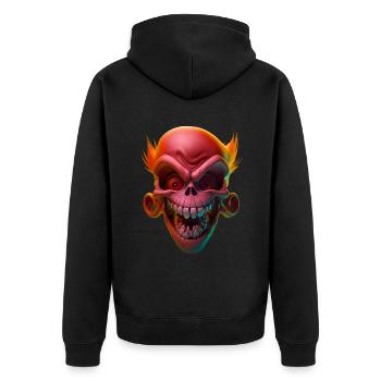 Red laughing Skull - Unisex Premium Bio Zip Hoodie - Schwarz - Hinten - Nico (187cm)