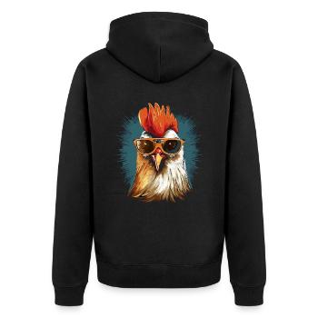 Hahn Sonnenbrille - Unisex Premium Bio Zip Hoodie - Schwarz - Hinten - Nico (187cm)