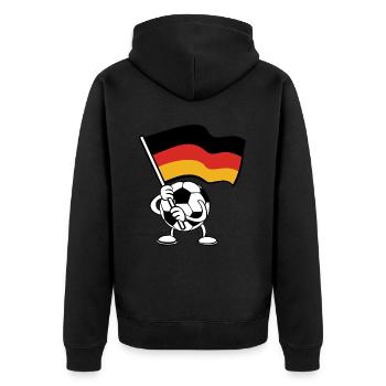 Fußball mit deutscher Fahne - Cartoon - Unisex Premium Bio Zip Hoodie - Schwarz - Hinten - Nico (187cm)