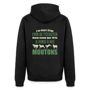 I think of my sheep - Unisex Premium Organic Zip Hoodie - black - Back - Nico (187cm)
