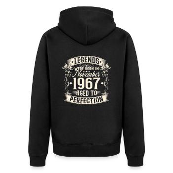 Novembre Né en 1967 Légendes Anniversaire - Veste à capuche bio Premium Unisexe - noir - Dos - Nico (187cm)