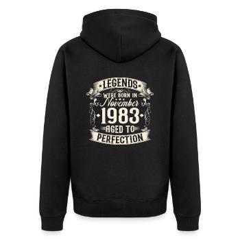 Novembre né en 1983 Legends Birthday - Veste à capuche bio Premium Unisexe - noir - Dos - Nico (187cm)