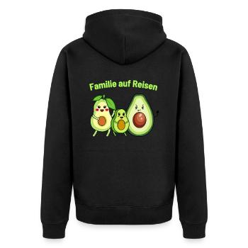 Avocado Familie auf Reisen - Unisex Premium Bio Zip Hoodie - Schwarz - Hinten - Nico (187cm)