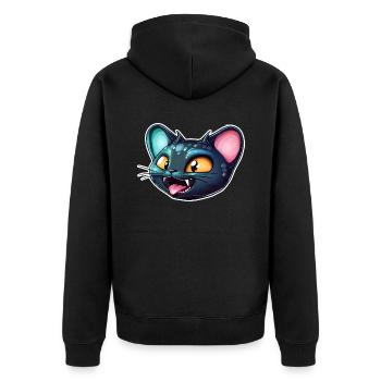 Drôle de visage de chat extraterrestre - Veste à capuche bio Premium Unisexe - noir - Dos - Nico (187cm)
