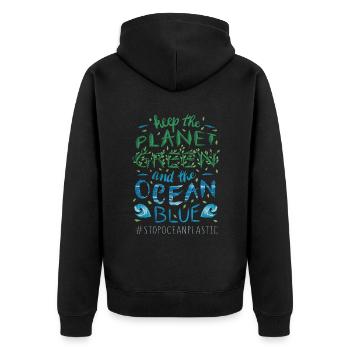 Keep Planet Protect Save Stop Journée des océans en plastique - Veste à capuche bio Premium Unisexe - noir - Dos - Nico (187cm)