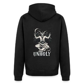 Baphomet Devil Tarot Card Occult Unholy Gothic - Unisex Premium Bio Zip Hoodie - Schwarz - Hinten - Nico (187cm)
