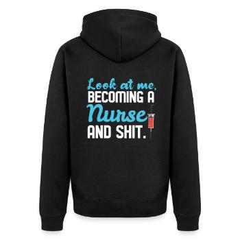 Devenir infirmière autorisée diplômée - Veste à capuche bio Premium Unisexe - noir - Dos - Nico (187cm)