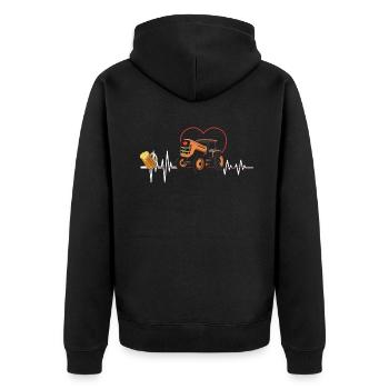 Farm Farmer Rancher Drive Heart Beer Tractor - Unisex Premium Bio Zip Hoodie - Schwarz - Hinten - Nico (187cm)