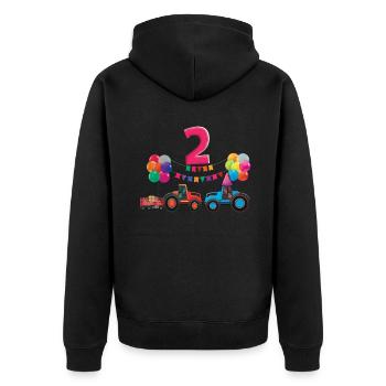 Birth Born Age 2 Years Old Farmer Rancher Tractor - Unisex Premium Bio Zip Hoodie - Schwarz - Hinten - Nico (187cm)