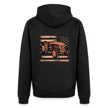 Farm Farmer Rancher Drive Tracteur drapeau américain - Veste à capuche bio Premium Unisexe - noir - Dos - Nico (187cm)
