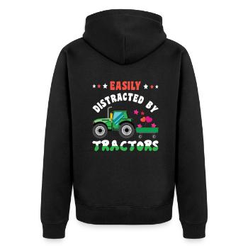 Farm Farmer Rancher Easily Distracted Tractor - Unisex Premium Bio Zip Hoodie - Schwarz - Hinten - Nico (187cm)