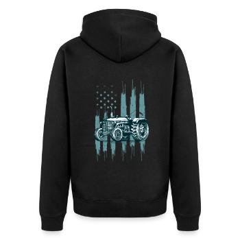 Farm Farmer Rancher Drive US Flag American Tractor - Veste à capuche bio Premium Unisexe - noir - Dos - Nico (187cm)