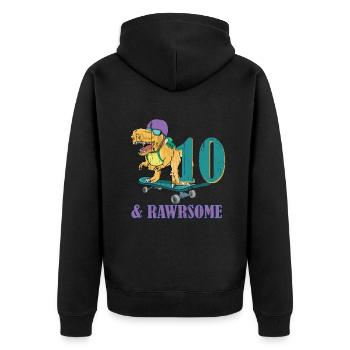 Birth Born Age 10 Years Old Skateboard Dinosaur - Unisex Premium Organic Zip Hoodie - black - Back - Nico (187cm)