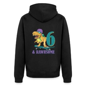 Birth Born Age 6 Years Old Skateboard Dinosaur - Unisex Premium Organic Zip Hoodie - black - Back - Nico (187cm)