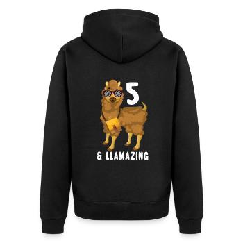 Kawaii Naissance Né 5 ans Alpaga Llama - Veste à capuche bio Premium Unisexe - noir - Dos - Nico (187cm)
