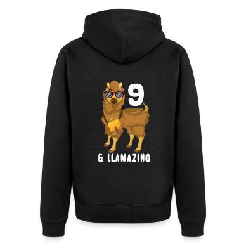 Kawaii Naissance Né Age 9 Ans Alpaga Llama - Veste à capuche bio Premium Unisexe - noir - Dos - Nico (187cm)