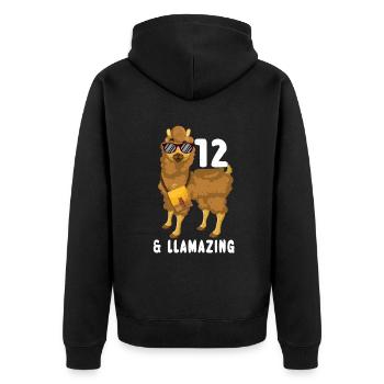 Kawaii Naissance Né Age 12 Ans Alpaga Llama - Veste à capuche bio Premium Unisexe - noir - Dos - Nico (187cm)