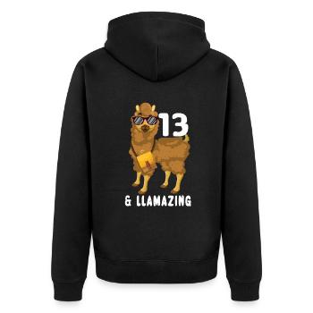 Kawaii Naissance Né Age 13 Ans Alpaga Llama - Veste à capuche bio Premium Unisexe - noir - Dos - Nico (187cm)