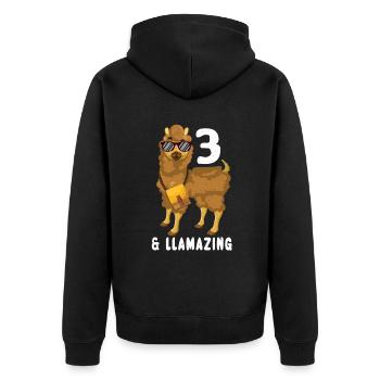 Kawaii Naissance Né 3 ans Alpaga Llama - Veste à capuche bio Premium Unisexe - noir - Dos - Nico (187cm)